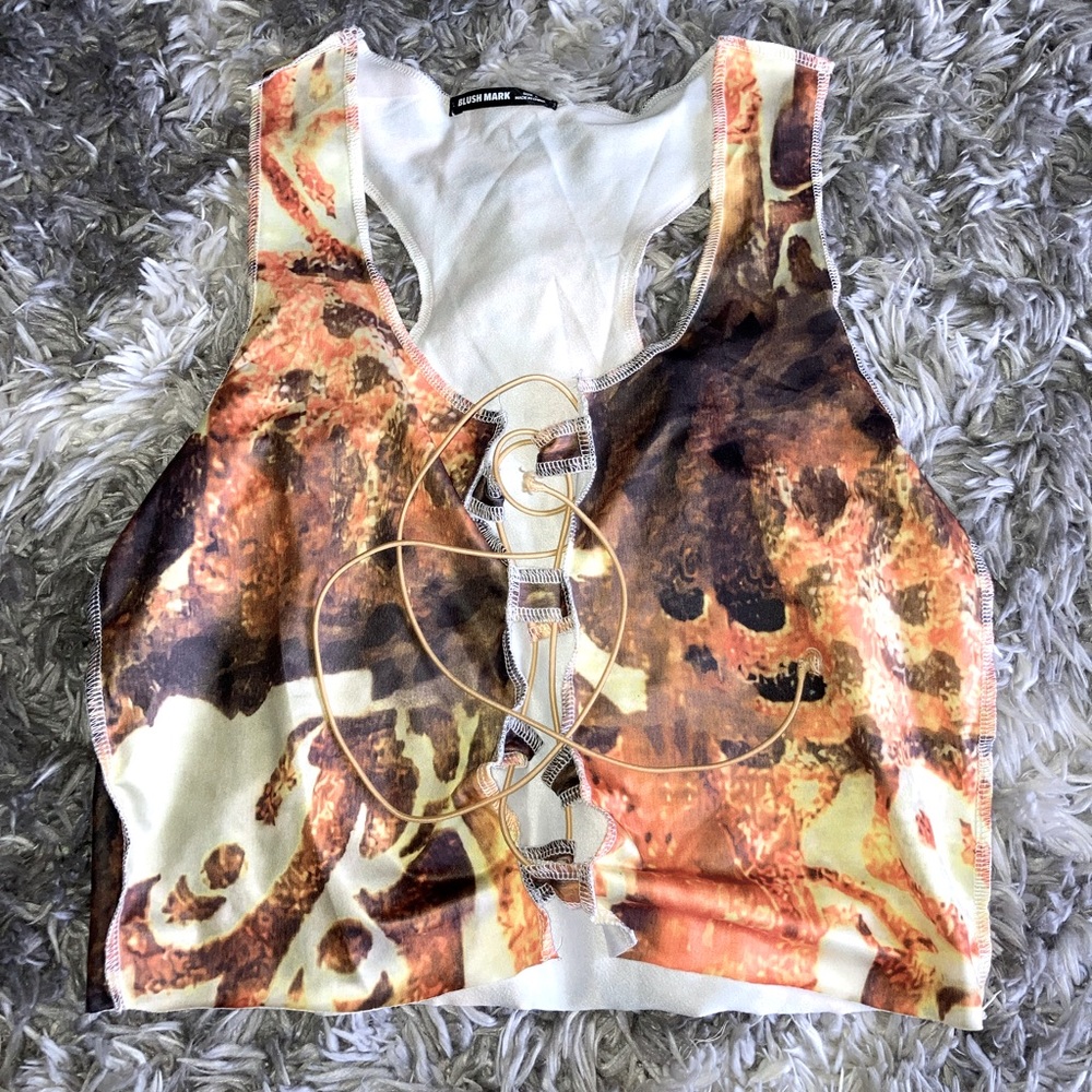Brown/Orange Open Crop Top